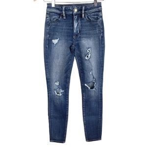 American Eagle Womens Jeans Size 00 Short Hi-Rise Jegging Distressed Skinny Blue